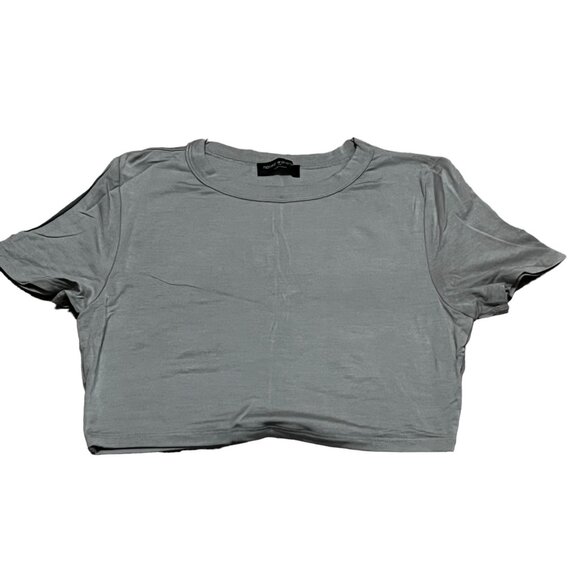 Naked Wardrobe Short Sleeve Crop Top T Shirt Sz Medium Womens Gray Soft Compress - Picture 4 of 5